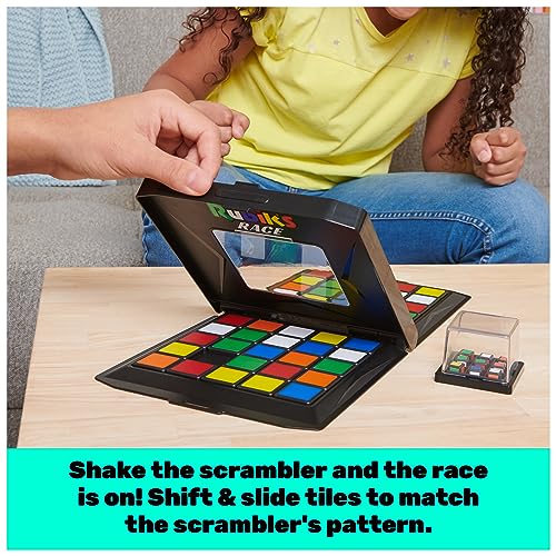 Rubik’s Race, Classic Fast-Paced Strategy Sequence Brain Teaser Travel Board Game Two-Player Speed Solving Face-Off, for Adults & Kids Ages 7 and up