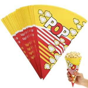 toyvian popcorn machine popcorn 100 piece paper popcorn bags with tapered tips cone-shaped treats bags popcorn machine accessories for popcorn bars, movie nights, concessions individual popcorn