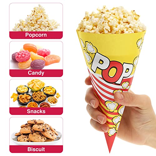 Toyvian Popcorn Machine Popcorn 100 Piece Paper Popcorn Bags with Tapered Tips Cone-shaped Treats Bags Popcorn Machine Accessories for Popcorn Bars, Movie Nights, Concessions Individual Popcorn