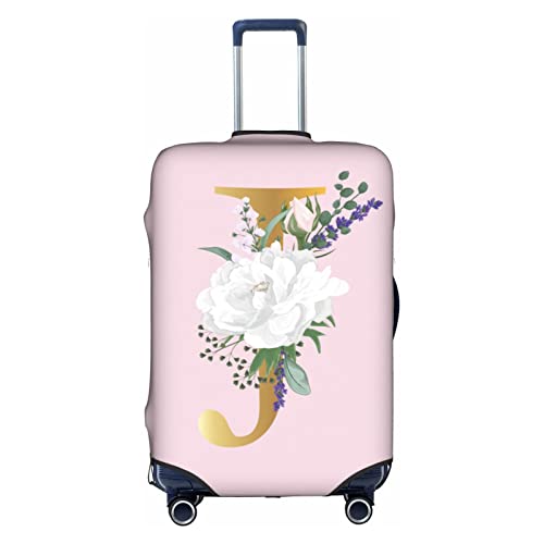 Flower Lette J Pink Luggage Cover Elastic Washable Stretch Suitcase Protector Anti-Scratch Travel Suitcase Cover for Kid and Adult M (22-24 inch suitcase)