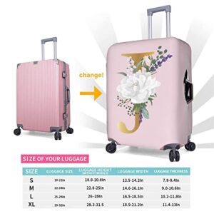 Flower Lette J Pink Luggage Cover Elastic Washable Stretch Suitcase Protector Anti-Scratch Travel Suitcase Cover for Kid and Adult M (22-24 inch suitcase)