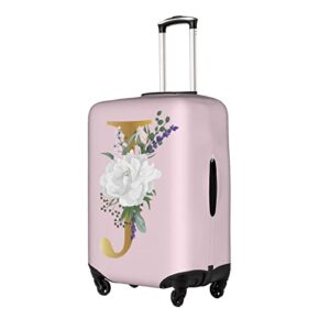 Flower Lette J Pink Luggage Cover Elastic Washable Stretch Suitcase Protector Anti-Scratch Travel Suitcase Cover for Kid and Adult M (22-24 inch suitcase)
