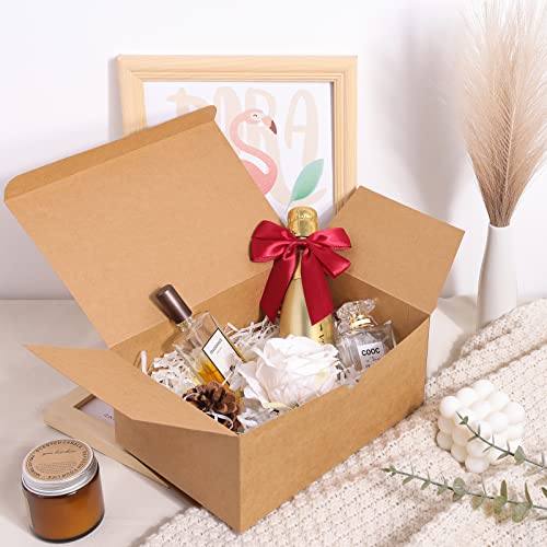 Moretoes Brown Gift Boxes 12 Pack 9.45x6.5x4 Inches, Paper Gift Box with Lids for Wedding Bridesmaid Proposal Gift, Graduation, Holiday, Birthday Party Favor, Crafting Cupcake and Christmas