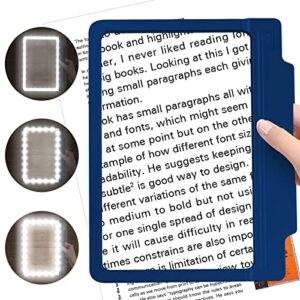 5x magnifying glass for reading, large and lightweight magnifier with 36 ultra-bright dimmer led lights provide full-page viewing area evenly lit perfect for low vision person and seniors(dark blue)