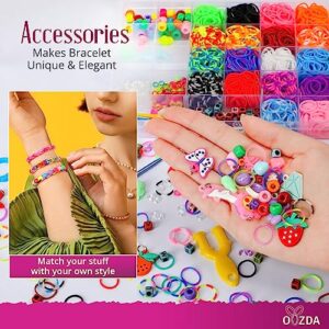 OOZDA 1800+ Rubber Band Bracelet Kit with a Metal Crochet Hook, 28 Colors Loom Bracelet Making Kit for Kids, Loom Bands Kit with Accessories for Girls & Boys