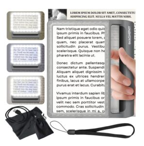 imagniphy 3x ultra bright page magnifier for reading with anti-glare leds (evenly lit viewing area) - magnifying glass with light, comes with 3 lighting modes (warm, cool, combo) - ideal for seniors