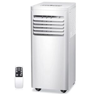 r.w.flame 10,000 btu portable air conditioner with remote control, portable ac unit for room up to 450 sq.ft, 3-in-1 air conditioner with digital display,24hrs timer,installation kit for home, white
