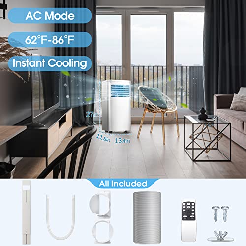 R.W.FLAME 10,000 BTU Portable Air Conditioner with Remote Control, Portable AC Unit for Room Up to 450 Sq.Ft, 3-in-1 Air Conditioner with Digital Display,24Hrs Timer,Installation Kit for Home, White