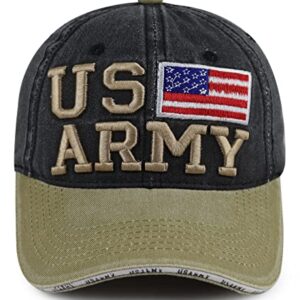 Army Hats for Men Women, USA American Flag Military Hats, Funny US Army Vietnam Veterans Baseball Cap, Adjustable Cotton Embroidered America Patriots Hat, Retirement Military Gifts for Dad Mom