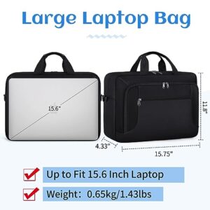 Laptop Bag 15.6 Inch Laptop Briefcase Computer Bag for Men Women Waterproof Business Office Work Large Laptop Case 15.6 Inch Adjustable Shoulder Messenger Bag Black