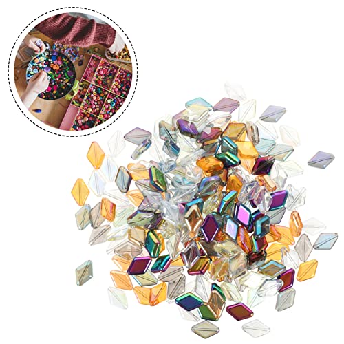 Sewroro Beaded Bracelets 200pcs Glass Beads Gemstone Beads Diamond-shaped Loose Spacer Beads Diy Jewelry Making Kits Diy Beads Art and Craft Kits Diy Bracelets Necklace Hairband Charm Bracelets