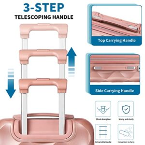 Somago Luggage Sets 3 Pieces Hardside with Spinner Wheels Suitcase with TSA Lock 20in24in28in Nude Pink