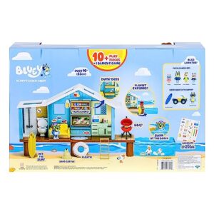 BLUEY Beach Cabin Playset, with Exclusive Figure with Goggles. Includes 10 Play Pieces and Sticker Sheet