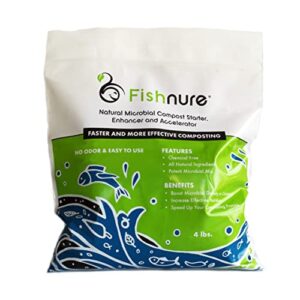 fishnure 4 pounds natural living compost starter, enhancer and accelerator - 1 bag for 1000lb (1m3) of compost with proprietary blend for effective, odor free and natural compost