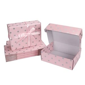 rempry 12x9x4 inches large gift box 18 pack, pink polka dot gift box with lids, cardboard gift boxes for women presents, birthday, party favor, wedding, christmas, halloween