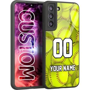 personalized baseball softball vs name number us flag decor rubber cover phone case for samsung galaxy s23 s22 s21 s20 ultra plus/ s21 fe /s20 fe/ s10 plus custom softball phone case (softball)