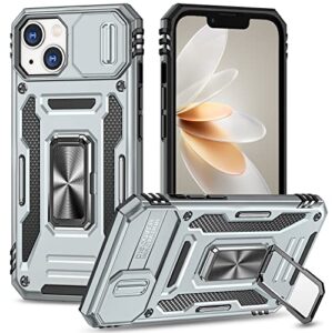 sefing phone case for iphone 13 mini case iphone 13 mini phone case with kickstand ring holder, with camera cover, with magnetic car mount function, for iphone 13 mini (grey)