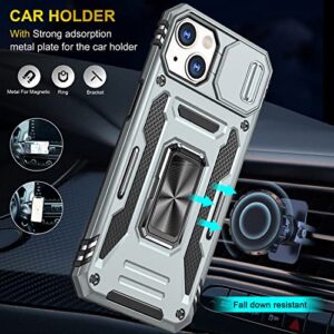 SEFING Phone Case for iPhone 13 Mini Case iPhone 13 Mini Phone Case with Kickstand Ring Holder, with Camera Cover, with Magnetic Car Mount Function, for iPhone 13 Mini (Grey)