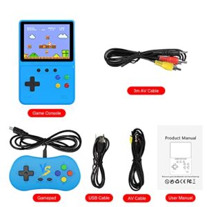 Heiko Retro Portable Handheld Game Console to Experience 500 Classic Games Anytime Anywhere, 3.5In Screen Video Game Console 1200mAh, Handheld Video Game Support for Connecting TV & Two Players(Blue)