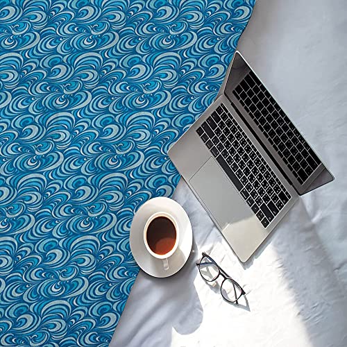 LIGUTARS Pet Blanket for Car, Blue Teen Blankets for Girls, Marine Waves Pattern Abstract Curly Forms, Keep Warm, 40 x 50inches, Suitable for Bed and Sofa, Blue Pale Blue