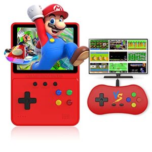 heiko retro portable handheld game console to experience 500 classic games anytime anywhere, 3.5in screen video game console 1200mah, handheld video game support for connecting tv & two players(red)