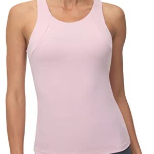 High Neck Workout Tank Tops Sports Bras for Women Full Coverage Tank with Built-in Shelf Bras Racerback Yoga Gym Shirt Lilac