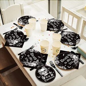 gisgfim 30th Birthday Party Supplies for 24 Guests Death To My Twenties Plates Napkins Forks Tableware Set Disposable Black Rip To My 20s Decorations Favors for Funeral for My Youth Party