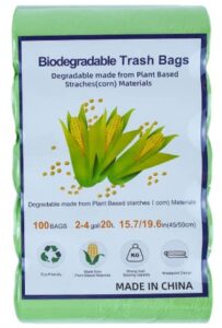 100 count compostable bags for kitchen compost bin, 2.6 gallon, extra thick kitchen compost bags, small compostable bags for countertop bin