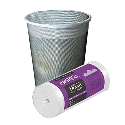 13 Gallon Clear Trash Can Liners, 250 Count - 24" x 32" High Density Trash Bin Bags for Lightweight Garbage - Wastepaper Basket Bin Liners, Shredder Bags, Bathroom, Office - 8 Micron Thick