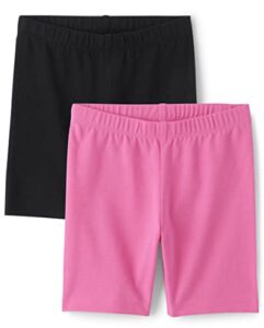 the children's place baby toddler girls bike shorts, black/pink 2-pack, 4t