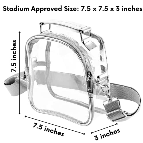 Oboo Clear Bag Stadium Approved, Clear Purse for Women, Cute Crossbody Transparent Bag, See Through Clear Handbag (Silver)