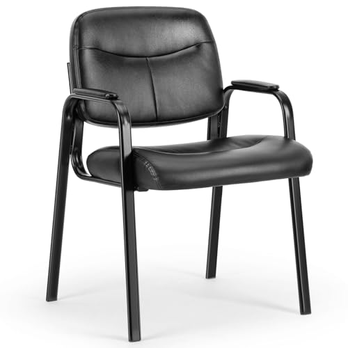 OLIXIS Waiting Room Clinic Chairs with Lumbar Support, Black- 1 Pack