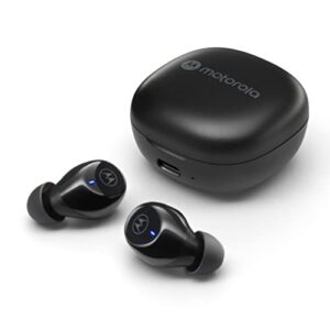 motorola moto buds 105 - true wireless enc bluetooth earbuds with touch control & micro-charging case - ipx5 water-resistant, lightweight comfort-fit, clear sound - black