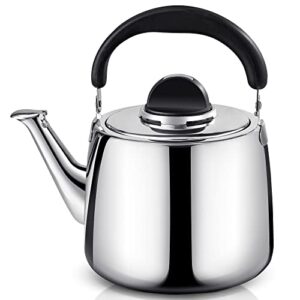 tea kettle - 4qt whistling tea pots for stove top - food grade stainless steel teapot - classic stovetop kettle with universal base, cool grip bakelite handle