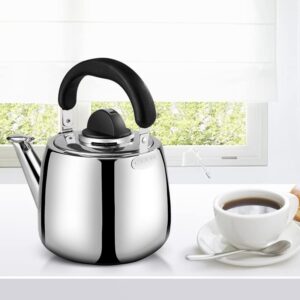 Tea Kettle - 2.5QT Whistling Tea Pots for Stove Top - Food Grade Stainless Steel Teapot - Classic Stovetop Kettle with Universal Base, Cool Grip Bakelite Handle