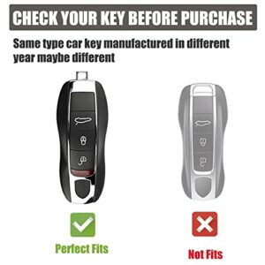 Gematay for Porsche Key Fob Cover with Keychain Lanyard, Key Fob Protector Shell Compatible with Porsche Boxster Cayenne Panamera Cayman Macan Carrera 911 991 Keyless Entry Smart Key Case