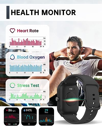 Smart Watch for Men Women, Answer Make Call, Alexa Built-in, 1.8" Touch Screen Fitness Tracker for iphone Android with 100+ Sport Modes, Heart Rate Blood Oxygen Sleep Monitor, IP68 Waterproof watch