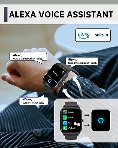 Smart Watch for Men Women, Answer Make Call, Alexa Built-in, 1.8" Touch Screen Fitness Tracker for iphone Android with 100+ Sport Modes, Heart Rate Blood Oxygen Sleep Monitor, IP68 Waterproof watch