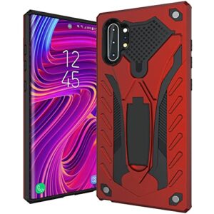 kitoo defender designed for samsung galaxy note 10 plus eco-friendly case with kickstand, military grade shockproof 12ft. drop tested - red