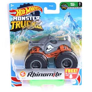 monster trucks rhinomite - wild ride (1:64 scale with recrushable car), gray