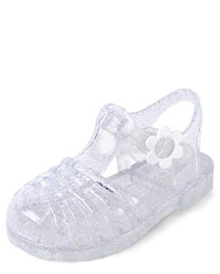 the children's place toddler girls jelly fisherman sandals, silver glitter, 8