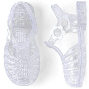 The Children's Place Toddler Girls Jelly Fisherman Sandals, Silver Glitter, 8