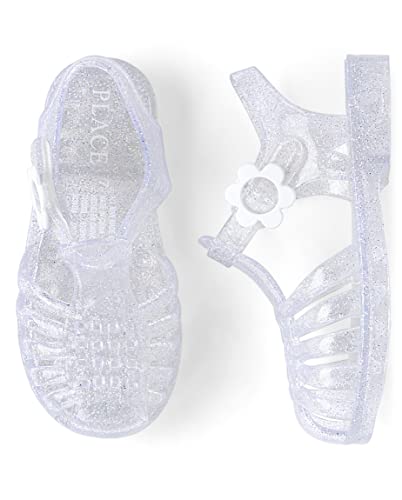 The Children's Place Toddler Girls Jelly Fisherman Sandals, Silver Glitter, 8