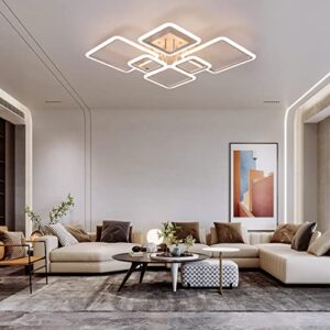 julinshun modern led ceiling light,95w remote control dimmable ceiling lamps,6 rings white modern led ceiling light for living room, bedroom, study, office