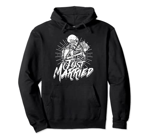 Just married - Bride and groom skeleton couple Pullover Hoodie