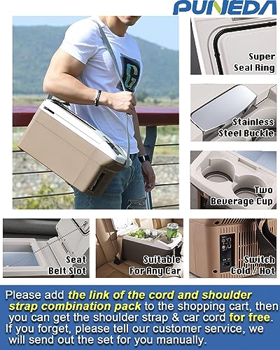 PUNEDA 12V Car Refrigerator Cooler/Warmer 8 Quart (9L) 41℉~149℉,12 Volt DC &110V AC, Electric Car Fridge Portable Compact Camping Cooler Thermoelectric 12V Small Fridge for Car,RV,Camping (Old)