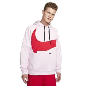 nike therma-fit men's pullover fitness hoodie (as1, alpha, m, regular, regular, pink foam/pink foam/university red/black)