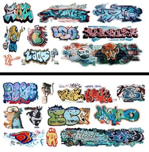 n scale 1:160 graffiti waterslide decals 2-pack set #16- weather your rolling stock & structures!