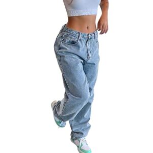 women high waist stretchy ripped flared jeans 2023 destroyed hole totally shaping straight wide leg button fly denim pants