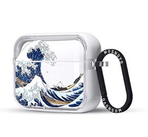 mosnovo airpods pro 2 case, apple airpods pro 2 case, tokyo wave clear case design with luxe metal ring shockproof protective cover case for airpods pro generation